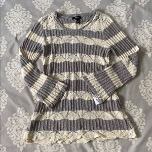 Style & Co - Ivory & Grey Striped Sweater